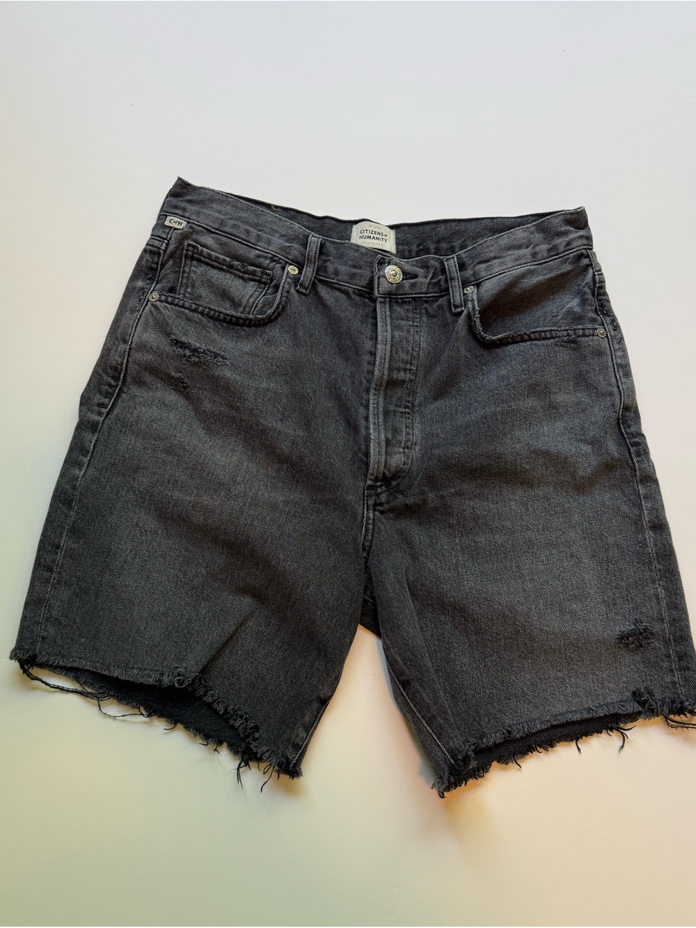Citizens of Humanity Camilla Frayed Hem Shorts in Karma Wash | Size 28